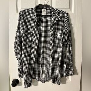 Nollie Black & White Gingham Plaid Button-Up Shirt – Boyfriend Fit – 100% Cotton